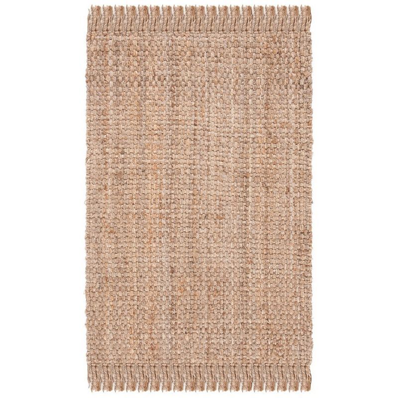 Natural Hand-Knotted Wool Rectangular Rug, 3'6" x 5'6"