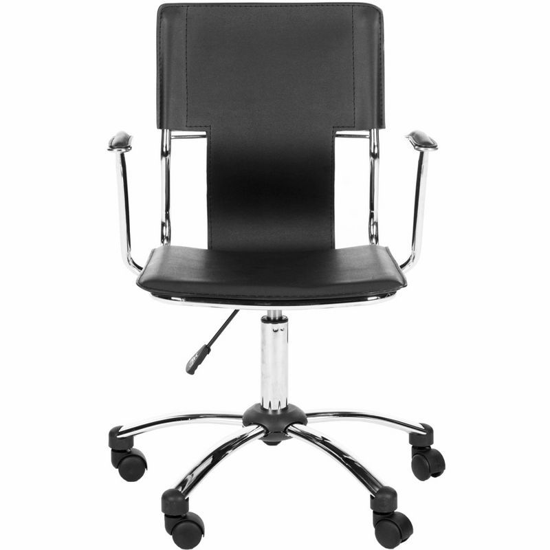 Transitional Kyler Black Leather & Metal Desk Chair