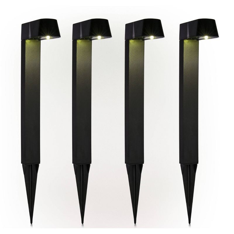 Set of 4 Black Solar LED Pathway Lights