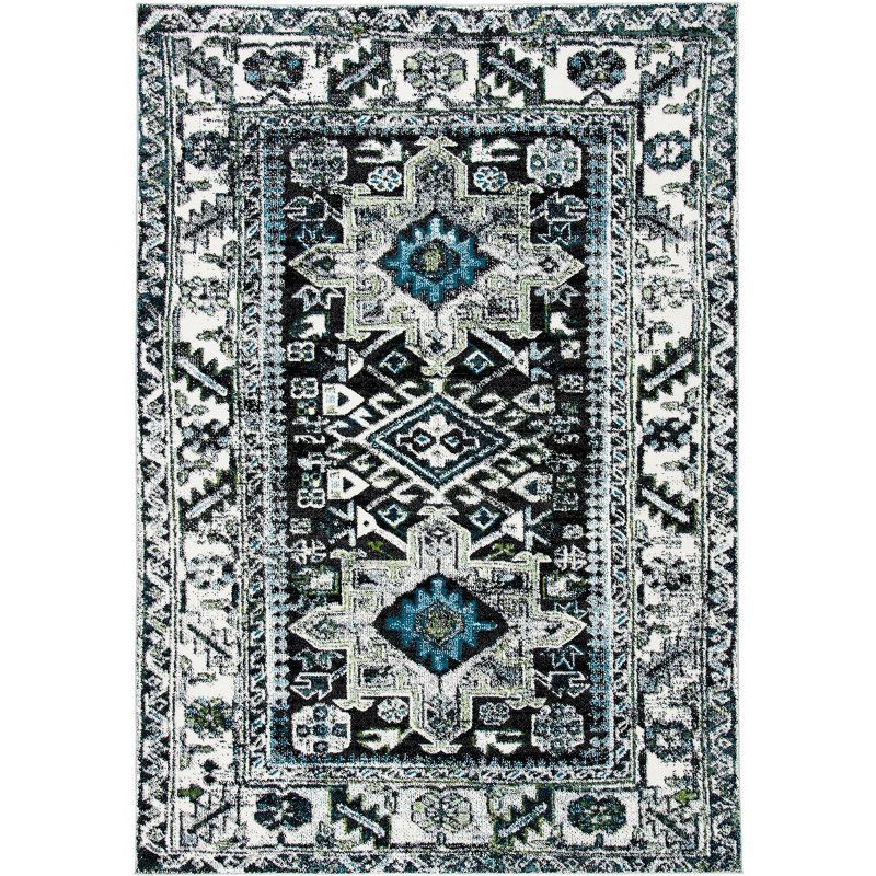 Dark Grey and Ivory Oriental 4' x 6' Hand-knotted Area Rug