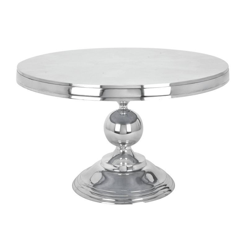 Elegant Goblet-Inspired Round Metal Coffee Table in Silver Finish