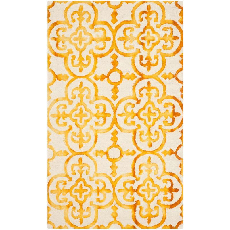 Handmade Ivory Gold Wool Round Tufted Area Rug, 3' x 5'