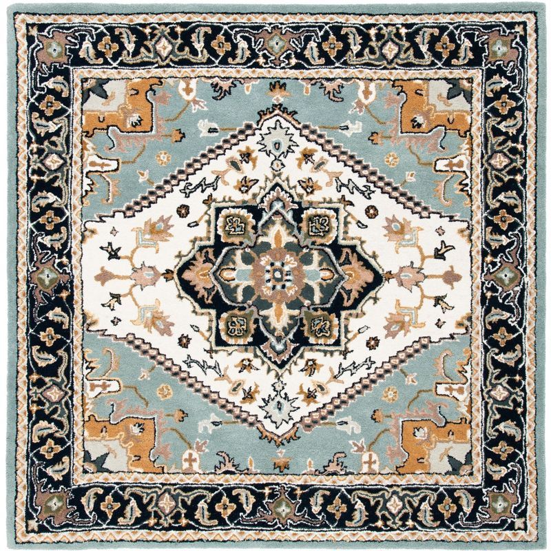 Elegant Heritage Hand-Tufted Wool Square Rug in Gray - 6'x6'