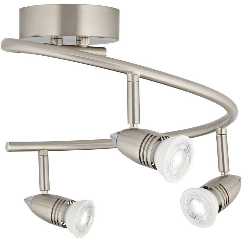 Silver Brushed Nickel 3-Head LED Ceiling Track Light