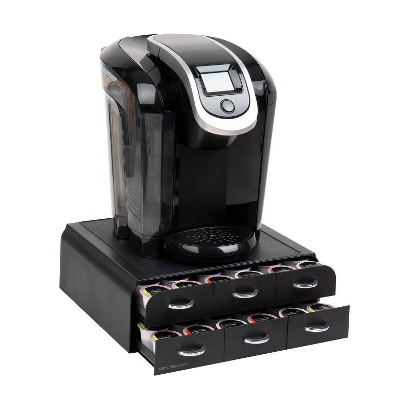 Black Plastic Coffee Pod Organizer with 2 Drawers