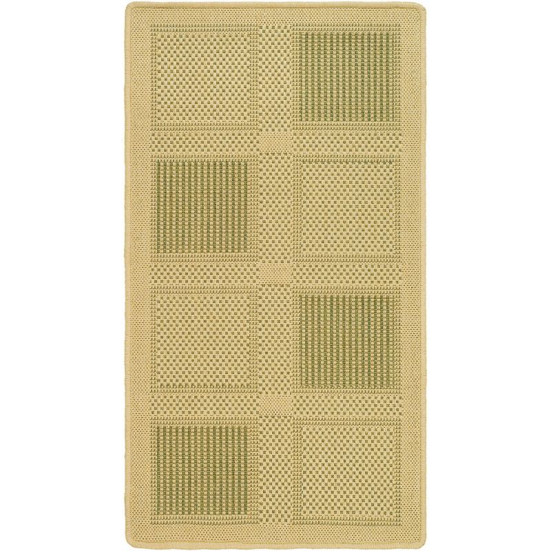 Natural and Olive Rectangular Synthetic Indoor/Outdoor Rug