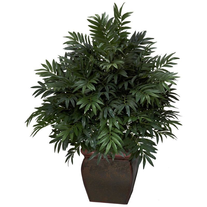 Lush Jungle Triple Bamboo Palm in Elegant Planter, 42" Silk Plant