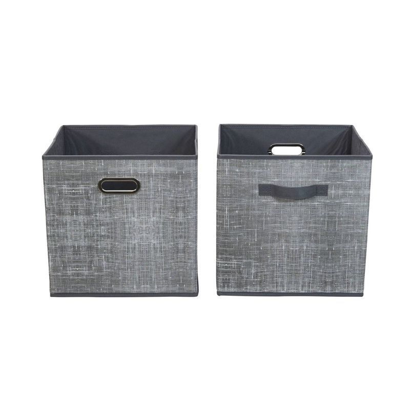 Gray Collapsible Fabric Storage Cube Set with Dual Handles