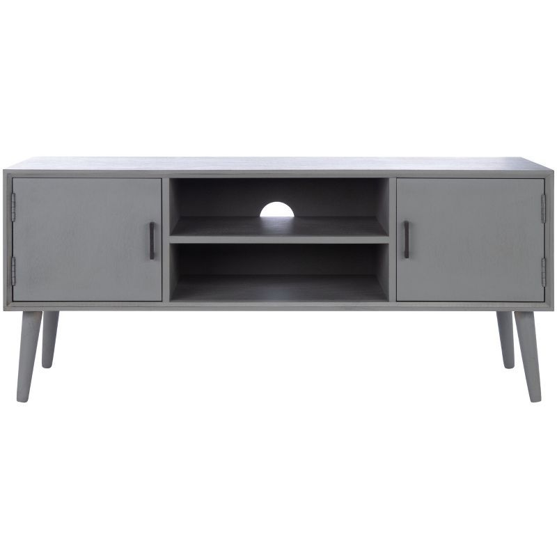 Sorrel Mid-Century 51" Distressed Grey Media Stand with Cabinet