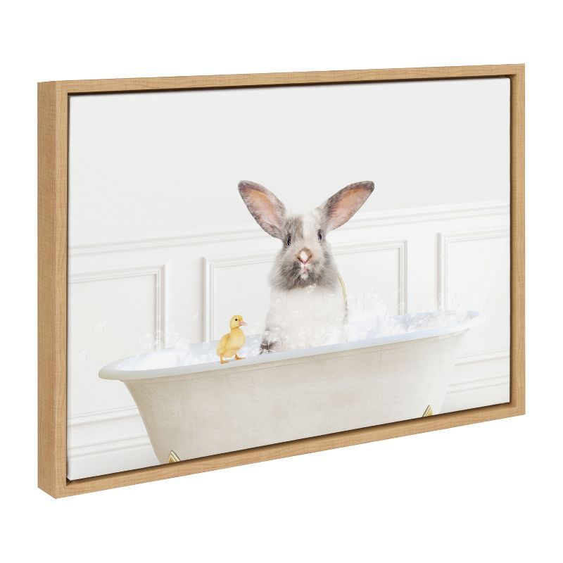 Sylvie Bunny in Bubble Bath Framed Canvas Art