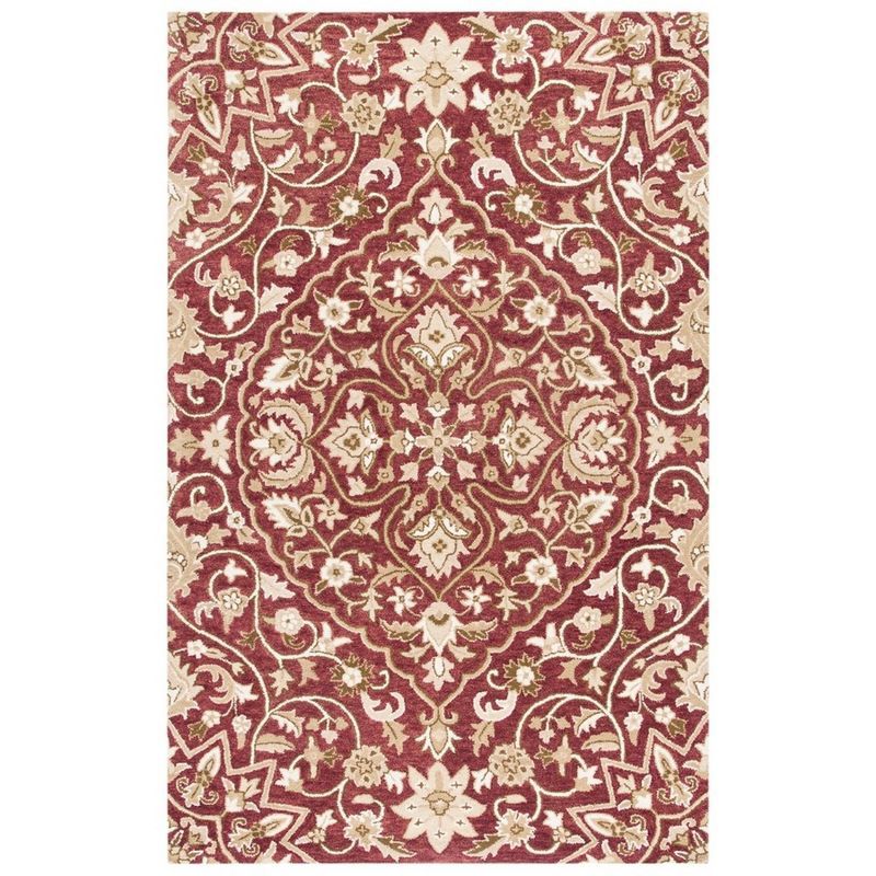 Handmade Red Wool Tufted Reversible Rectangular Rug