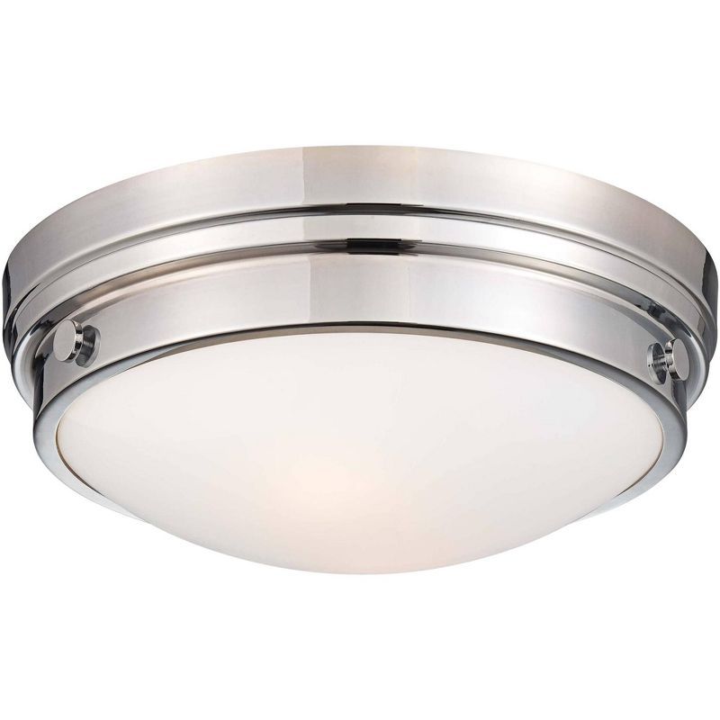 Circular Chrome 13" Flush Mount Ceiling Light with Clear and White Glass