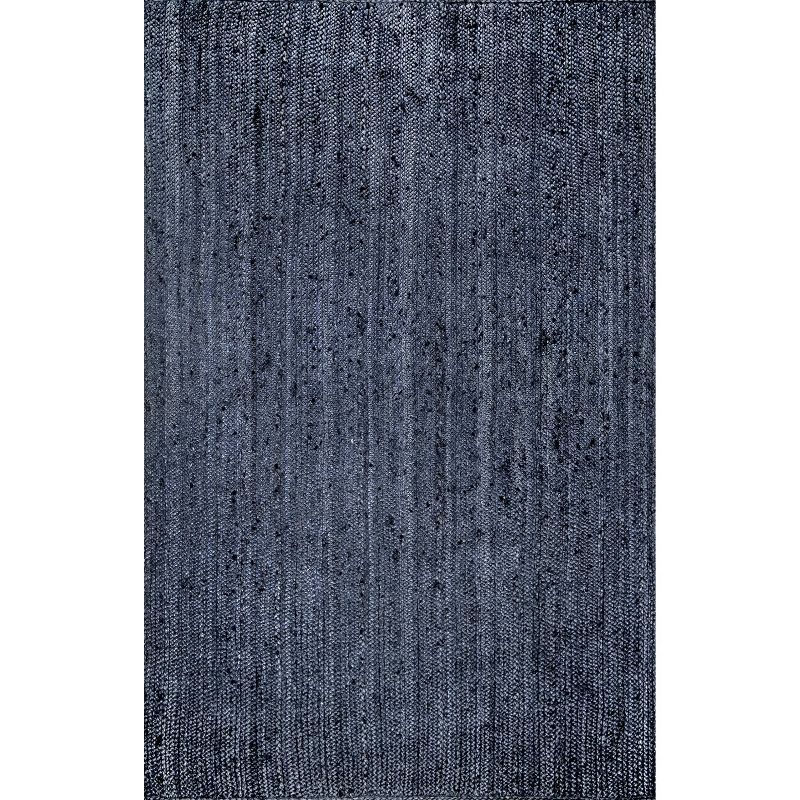 Handcrafted Navy Braided Jute Area Rug - Easy Care 73"x7"