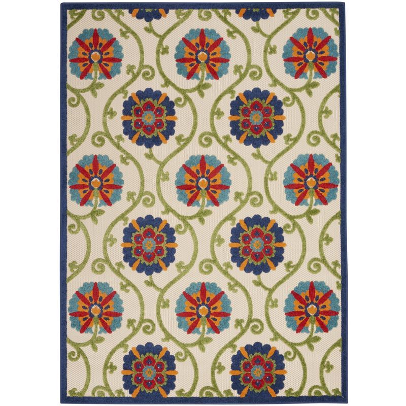 Aloha Blue Multicolor Floral Outdoor Area Rug