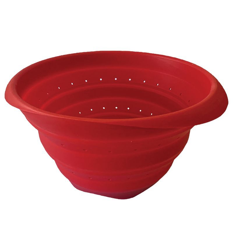 Red 4-Quart Collapsible Silicone Colander