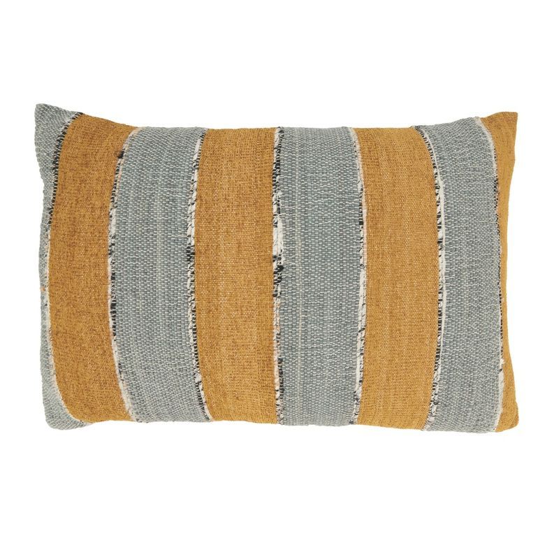 Harmony Stripes 16x24 Terracotta and Blue Cotton Pillow Cover