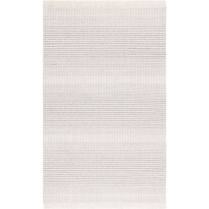 Ivory and Grey Handwoven Wool 6' x 9' Area Rug