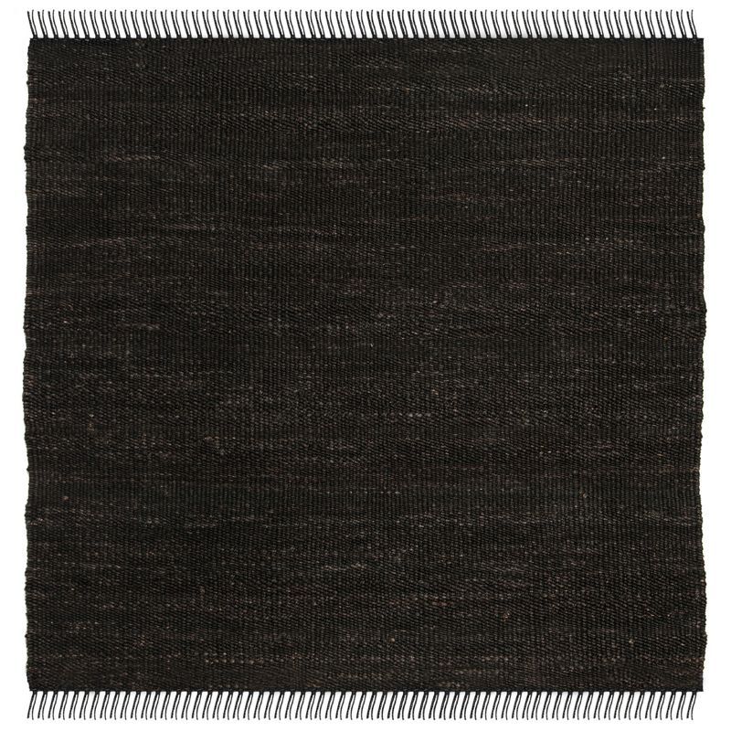 Handwoven Black Jute 4' x 4' Square Area Rug