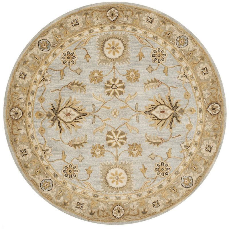 Heirloom Light Blue Wool 6' Round Tufted Area Rug