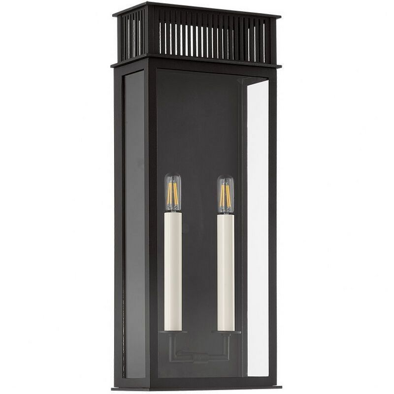 Textured Black Iron Sconce with Clear Glass Shade