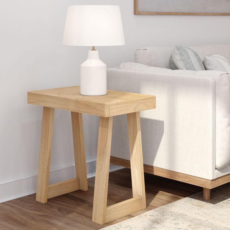 Blonde Wood Rectangular Side Table for Small Spaces