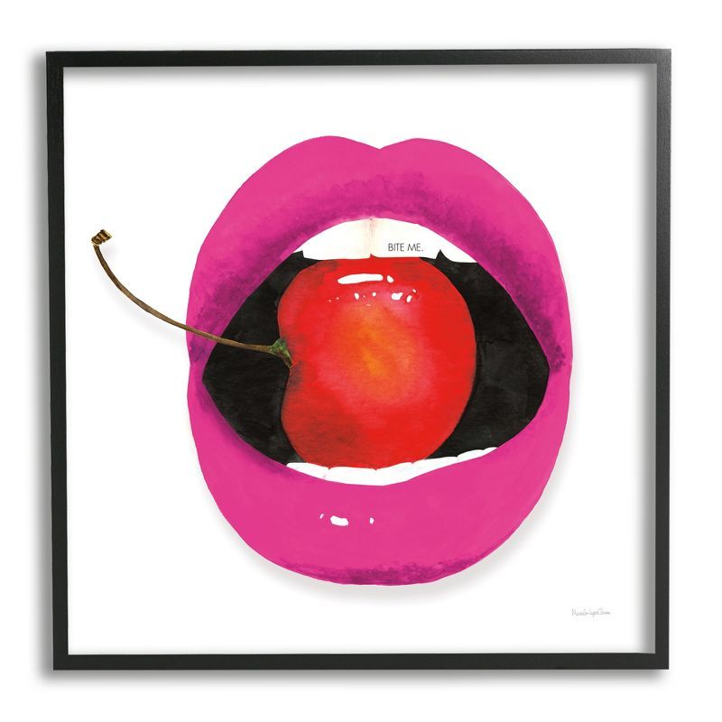 Biting Cherry Lips Pink and Red Canvas Print