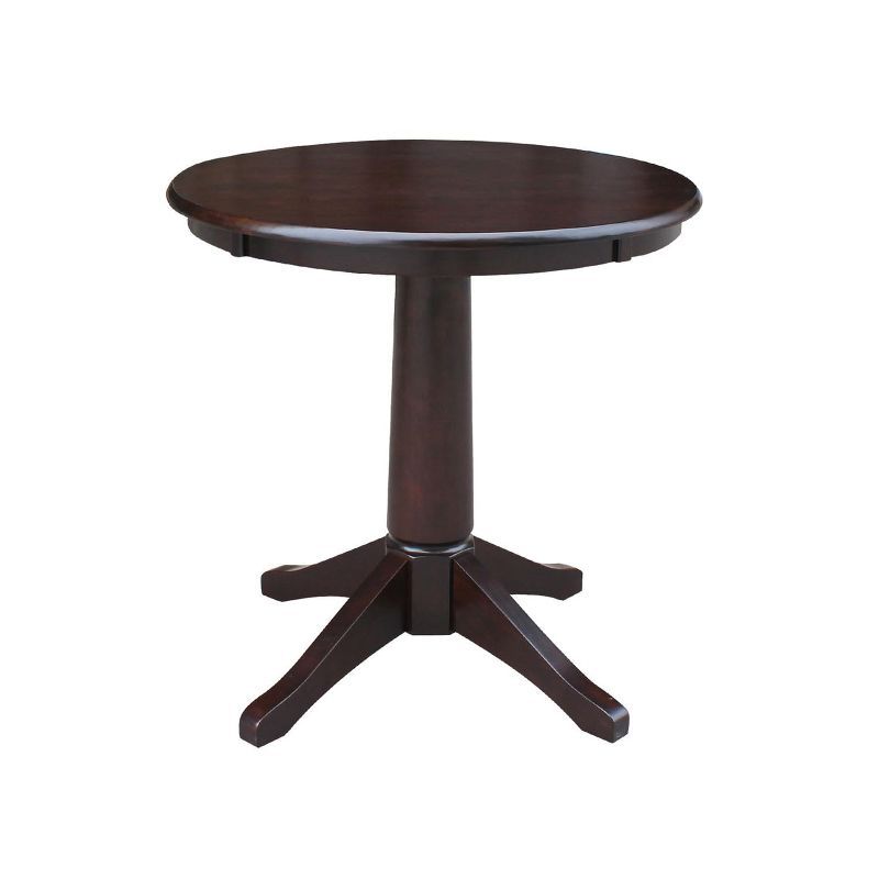 30" Round Rich Mocha Wood Pedestal Dining Table