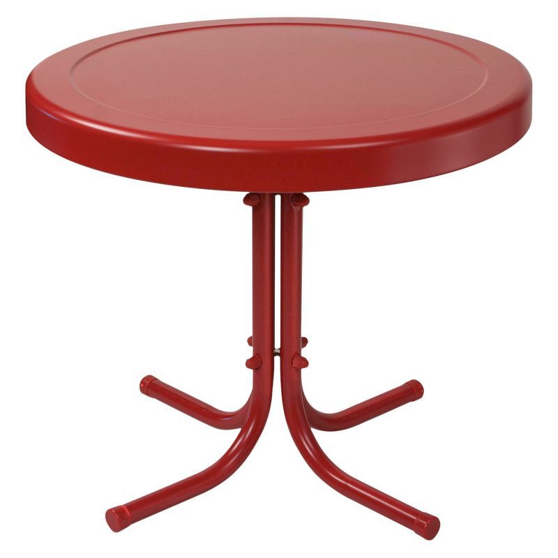 Crosley 25" Red Steel Retro Patio Side Table