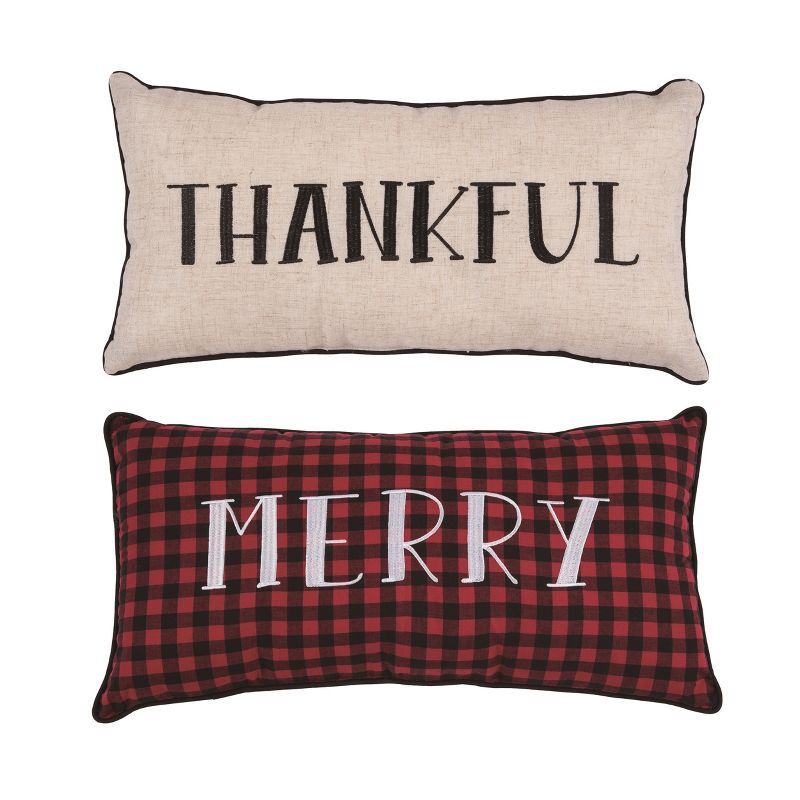 24 in. Multicolor Polyester Reversible Christmas Pillow