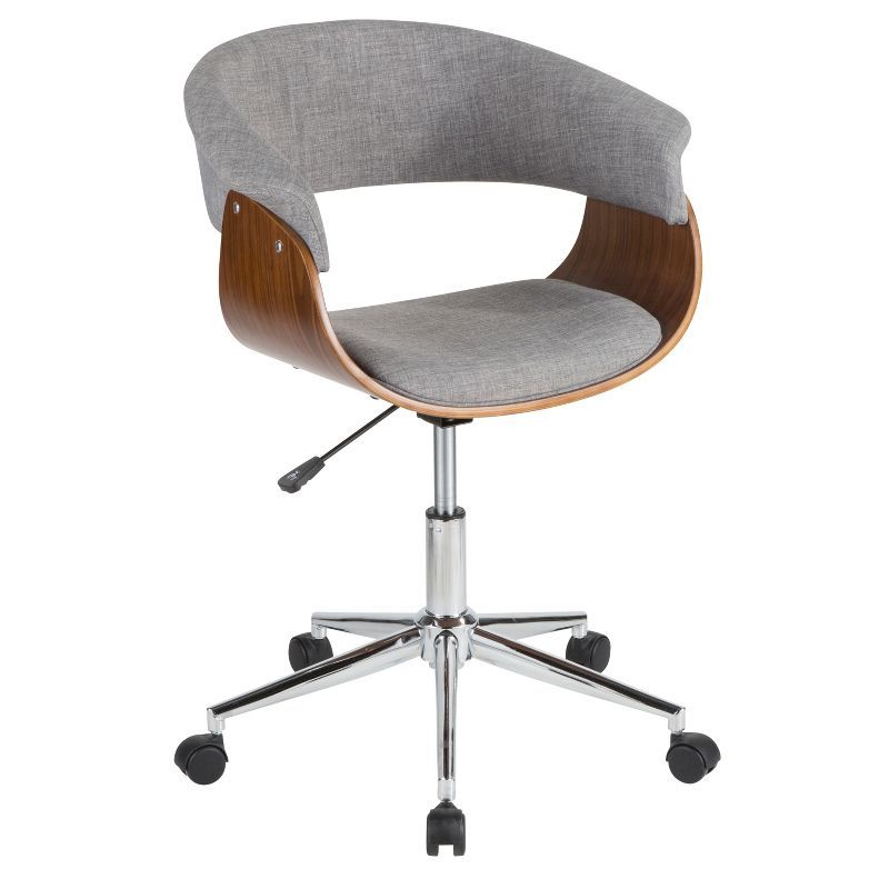 Modern Swivel Arm Chair in Light Grey with Metal Base