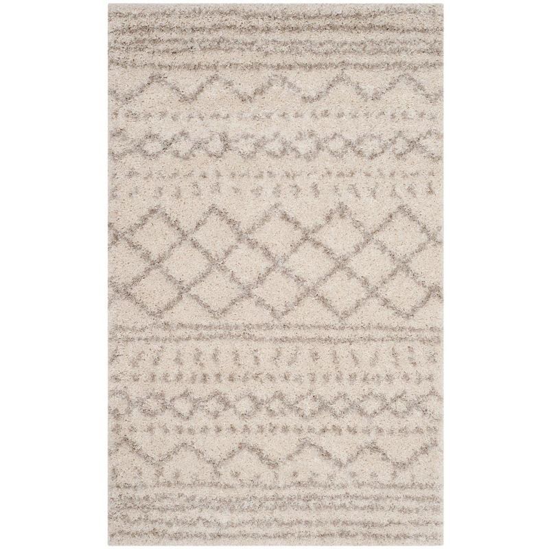 Luxurious Ivory & Beige Shag 4' x 6' Area Rug