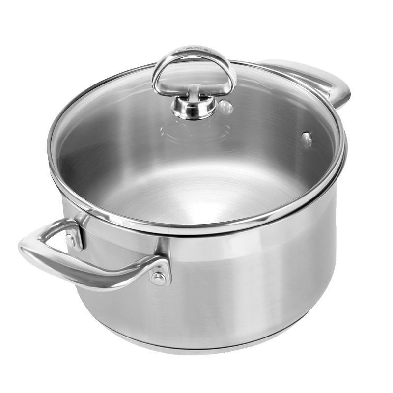 Brushed Stainless Steel 2-Quart Soup Pot with Glass Lid