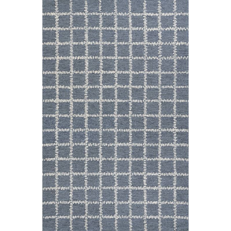 Handmade Blue Tufted Wool Rectangular Rug 2 ft x 3 ft