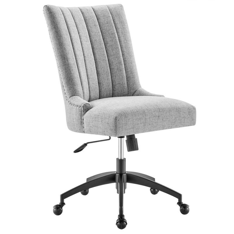 Retro Modern Swivel Fabric Office Chair in Black Light Gray