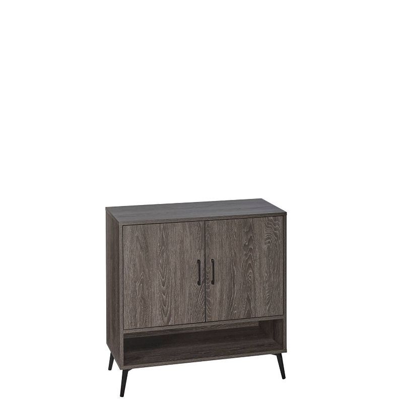 Gray Woodgrain Shoe Cabinet with Adjustable Shelves