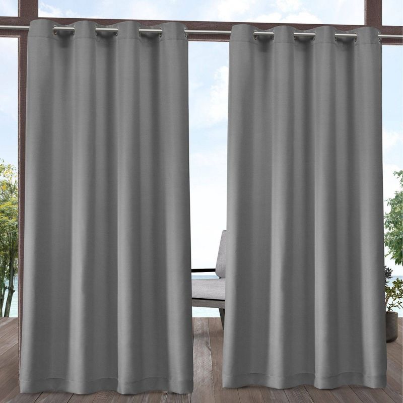 Medium Grey Polyester Light Filtering Grommet Curtain Panels