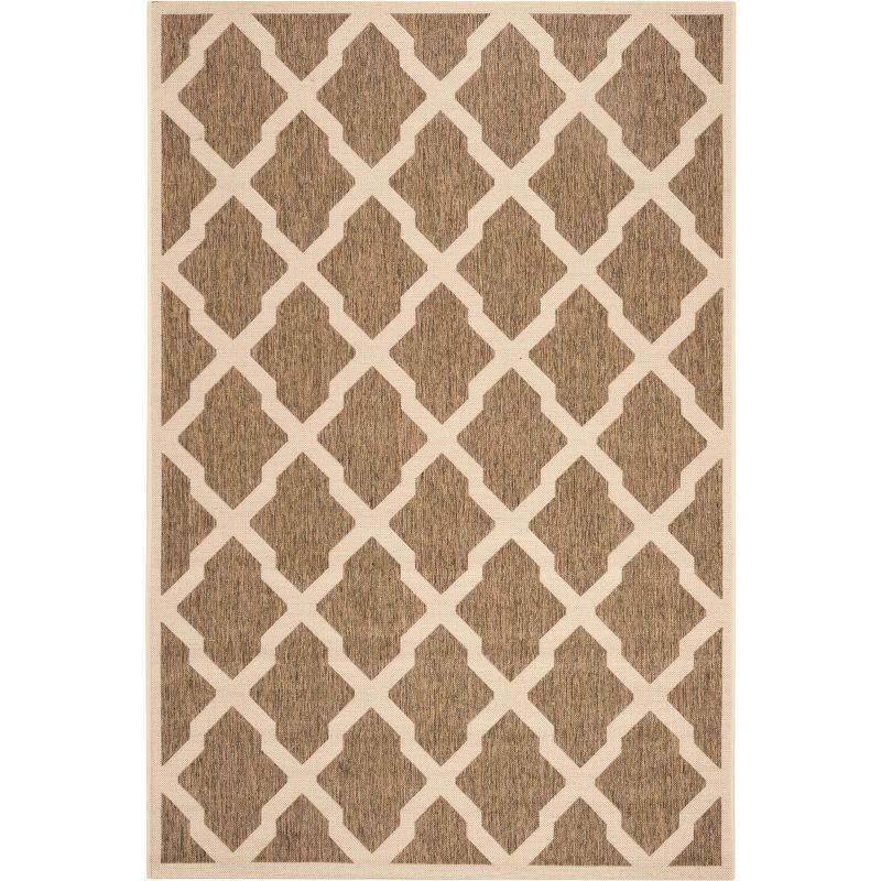 Beige and Brown Geometric Flat Woven Area Rug