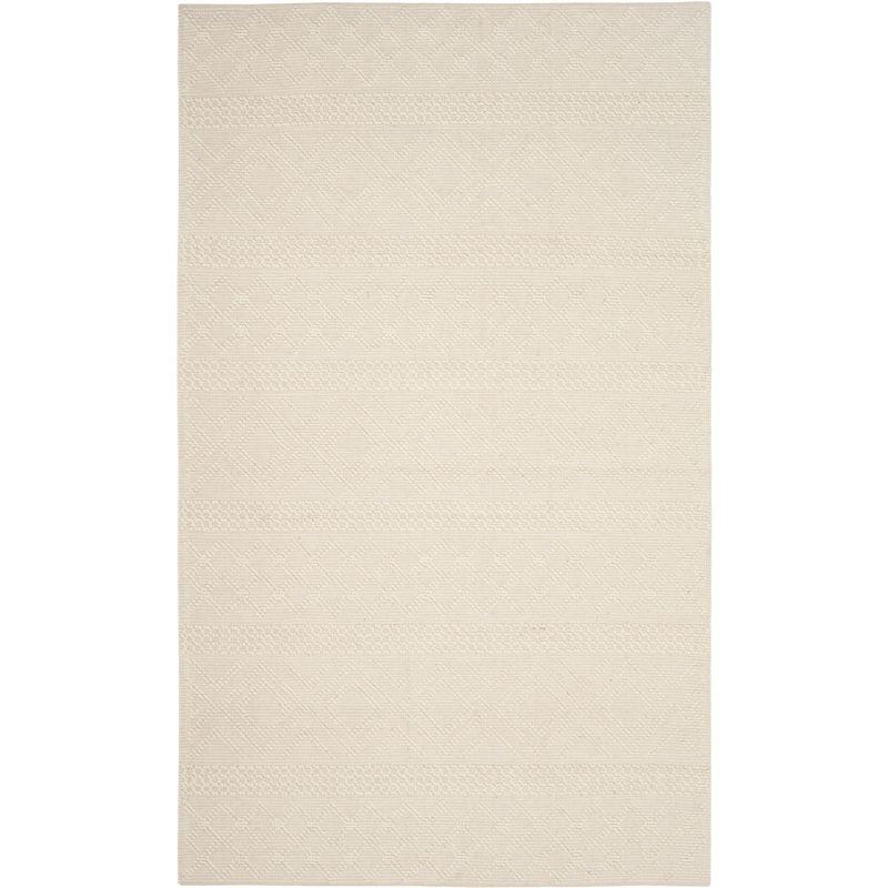 Off-White Rectangular Handmade Tufted Wool Area Rug