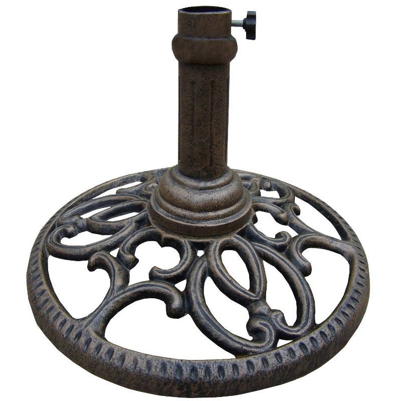 Antique Bronze 23lb Round Cast Iron Umbrella Stand