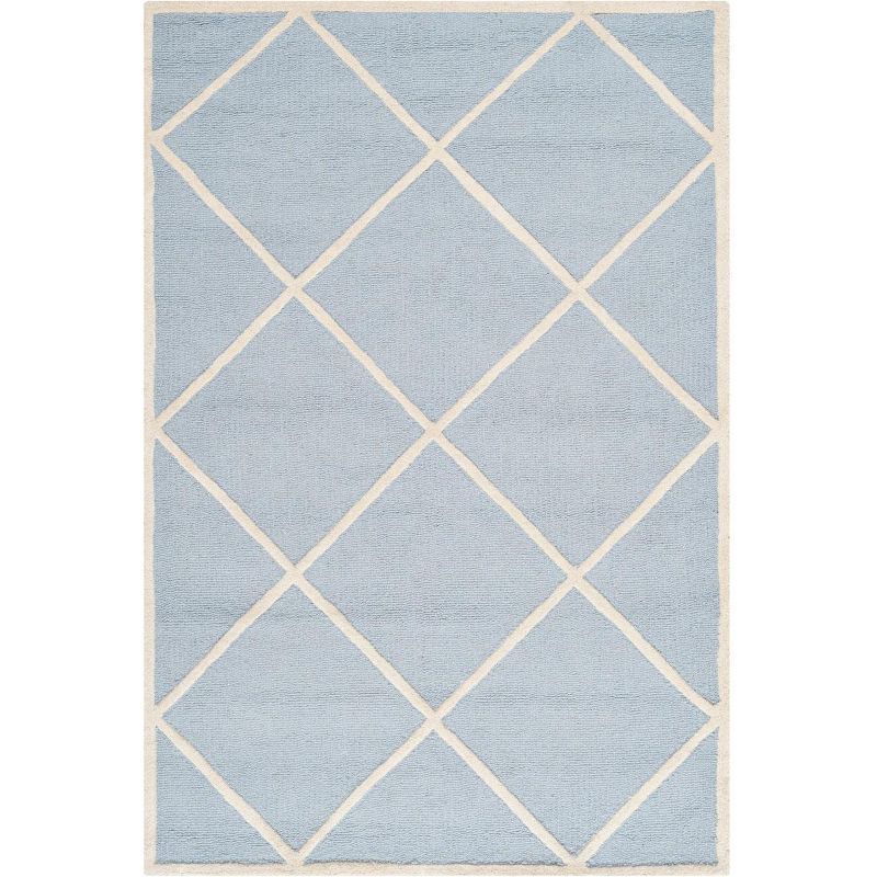 Light Blue/Ivory Hand-Tufted Wool 4' x 6' Area Rug