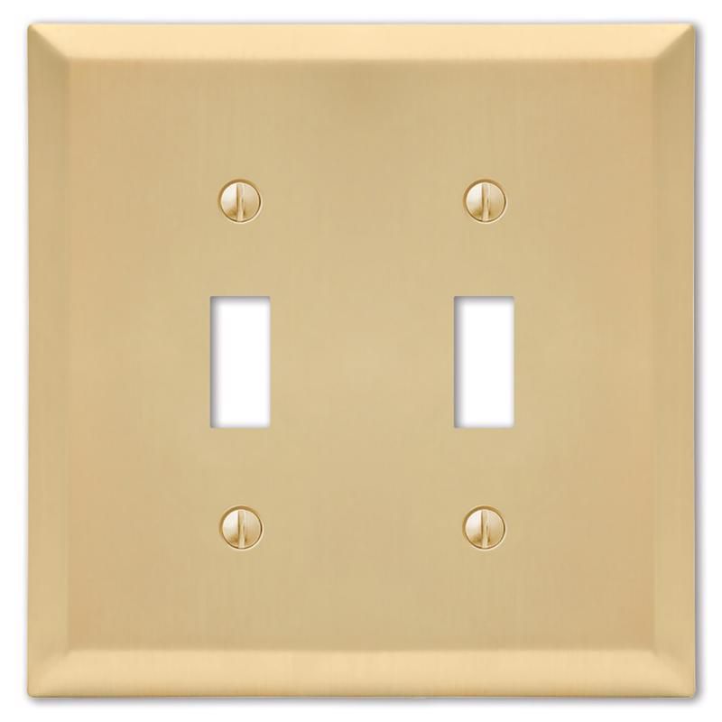 Satin Brass 2-Gang Stamped Steel Toggle Wall Plate