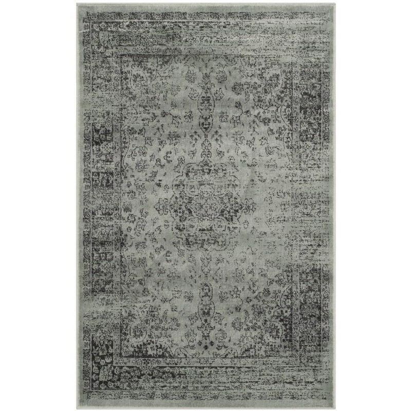 Vintage Spruce and Ivory Hand-Knotted Area Rug