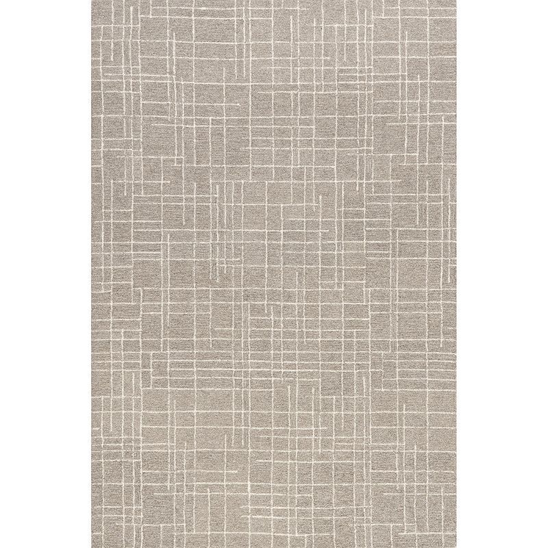 Tiera 4' x 6' Checkered Wool Area Rug in Neutral Tones