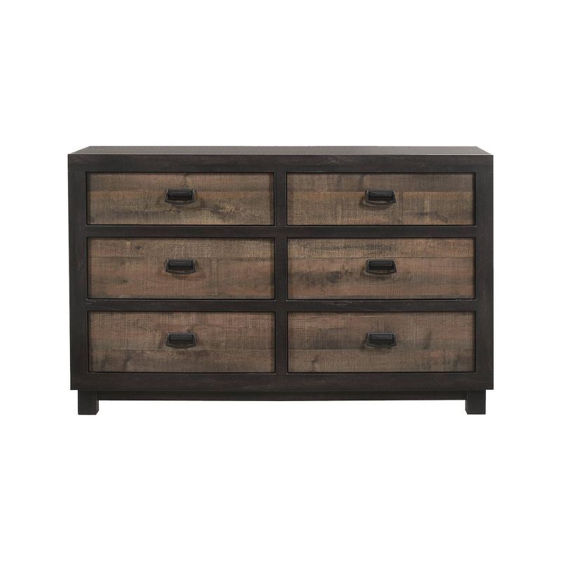 Harrison Dark Wood 6-Drawer Dresser with Felt Lined Drawer