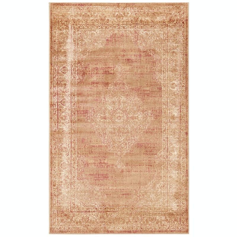 Vintage Taupe Rectangular Viscose Area Rug, 3'3" x 5'7"