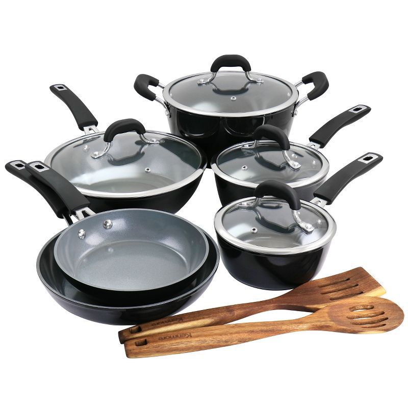 Kenmore 12-Piece Black Aluminum Nonstick Cookware Set