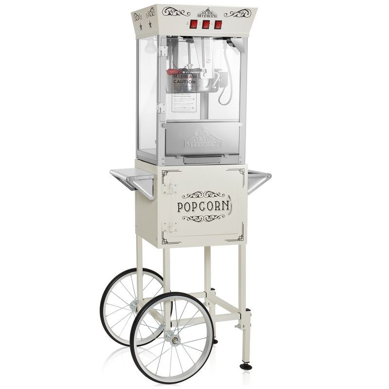 Cream Vintage Movie Theater-Style Popcorn Machine with Cart