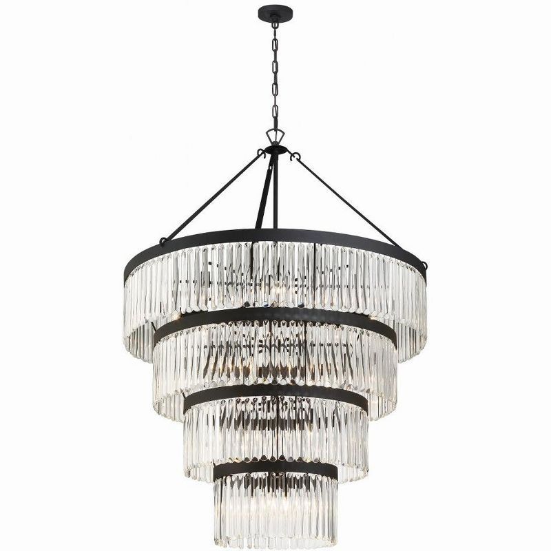 Emory Black Forged 22-Light Chandelier with Clear Glass Crystals