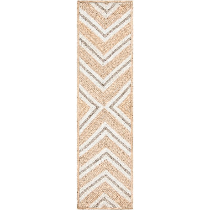 Ivory Geometric 27'' Flat Woven Cotton Area Rug