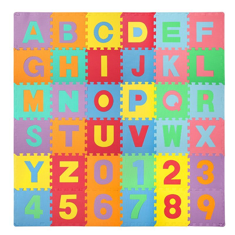 Colorful Soft Foam Alphabet and Number Puzzle Tiles for Kids - 36 Pieces